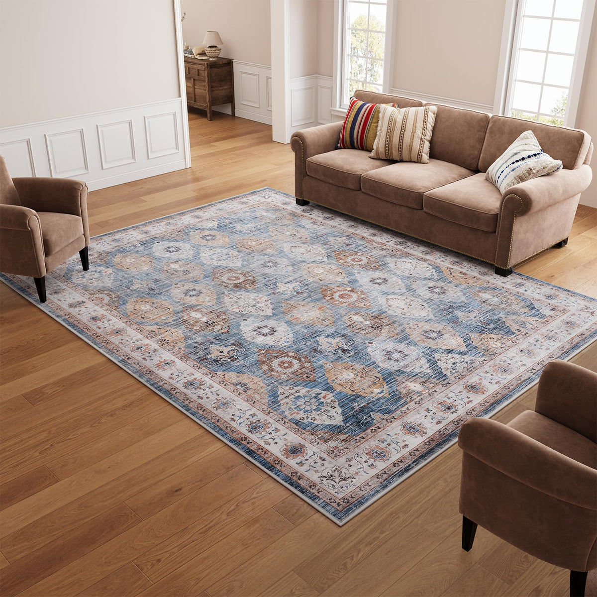 HOOBRO 2 x 3 Area Rugs Washable, Small Rugs for Entryway Kitchen Bathroom Mat Indoor Low Pile Soft Rug, Non-Slip Backing Stain Resistant Carpets, Pet Friendly Machine Washable, Vintage Beige EF01AR01