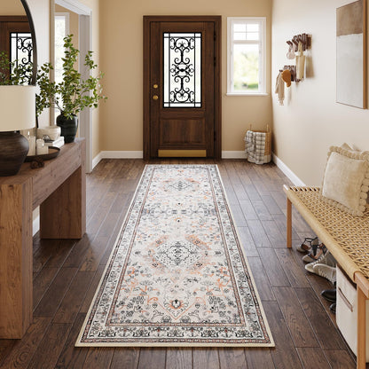 HOOBRO 2 x 3 Area Rugs Washable, Small Rugs for Entryway Kitchen Bathroom Mat Indoor Low Pile Soft Rug, Non-Slip Backing Stain Resistant Carpets, Pet Friendly Machine Washable, Vintage Beige EF01AR01