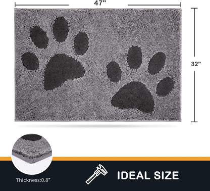 PURRUGS Dirt Trapping Door Mat Indoor Entrance, 32" x 47", Grey