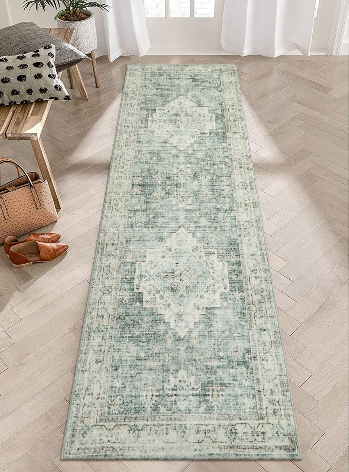 LIVEBOX Washable Area Rug 5x7 Rugs for Living Room Bedroom, Non-Slip Boho Neutral Carpet for Dining Room Office, Low-Pile Farmhouse Soft Carpets for Kids Nursery Room Playroom, Tan