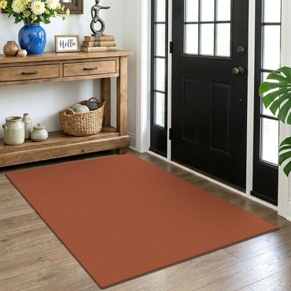 EARTHALL Woven Area Rug 3x5 Ft Washable Rugs for Entryway Braided Non Slip Rubber Backed Throw Rugs Door Mat Indoor Outdoor Entrance Cotton Carpet for Kitchen Foyer Front Door, Orange/Tan/Brown