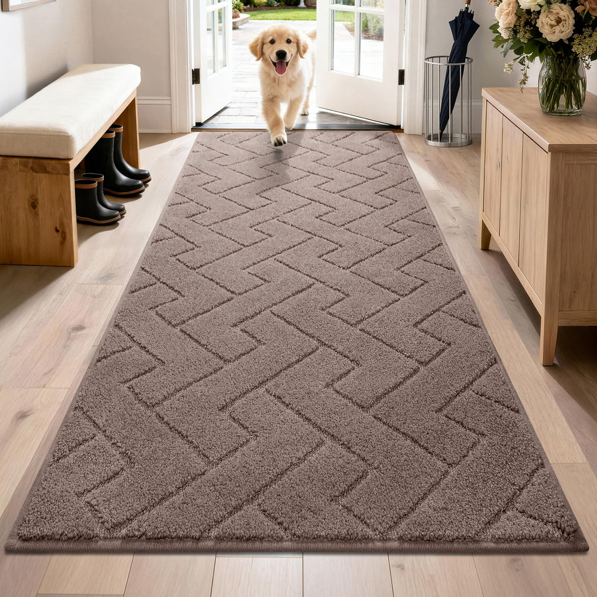 PURRUGS Dirt Trapping Door Mat Indoor Entrance, 32" x 47", Taupe