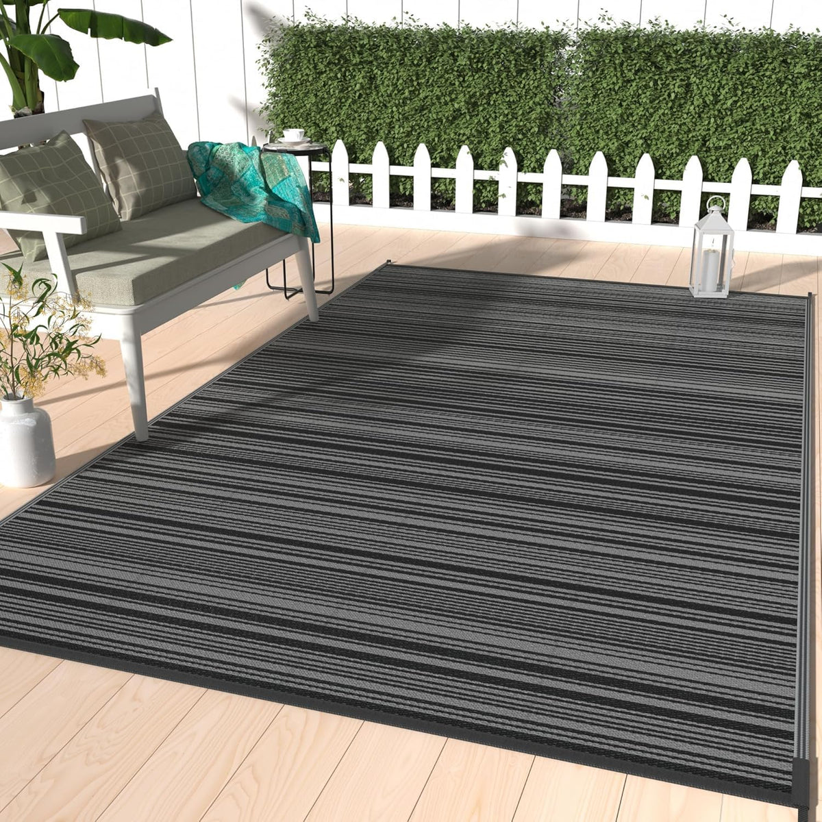 GENIMO Outdoor Rug, Waterproof Plastic Rugs for Patio, 5'x8' Cloud Grey