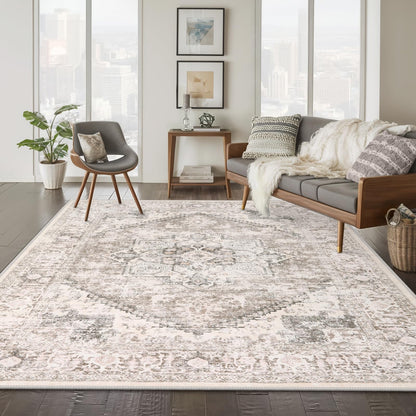 LIVEBOX Sage Washable Vintage Area Rug 3x5 Non-Slip