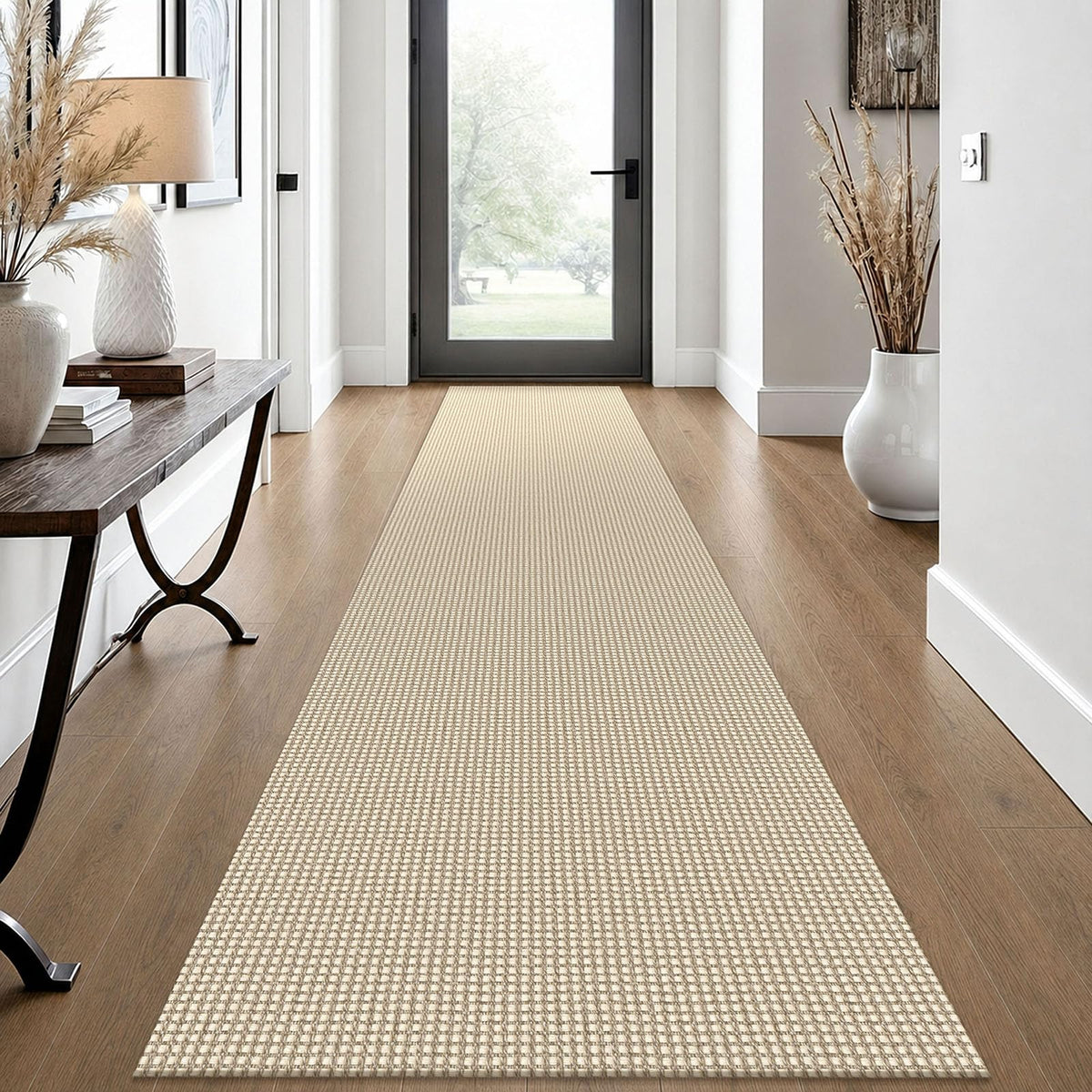 EARTHALL Woven Area Rug 3x5 Ft Washable Rugs for Entryway Braided Non Slip Rubber Backed Throw Rugs Door Mat Indoor Outdoor Entrance Cotton Carpet for Kitchen Foyer Front Door, Orange/Tan/Brown