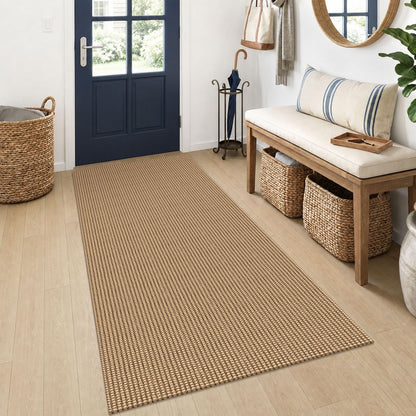 EARTHALL Woven Area Rug 3x5 Ft Washable Rugs for Entryway Braided Non Slip Rubber Backed Throw Rugs Door Mat Indoor Outdoor Entrance Cotton Carpet for Kitchen Foyer Front Door, Orange/Tan/Brown