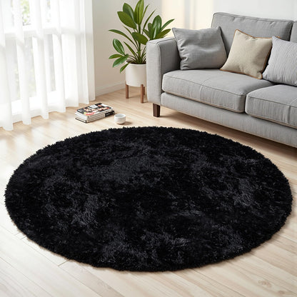 8x10 Area Rug for Living Room,Black Fluffy Shag Non-Slip Bedroom Rugs