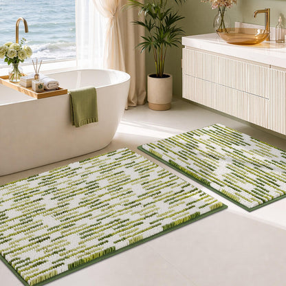 BSICPRO Bathroom Rugs Sets 2 Piece, Modern Bath Mat 20"x47"+20"x32", Blue