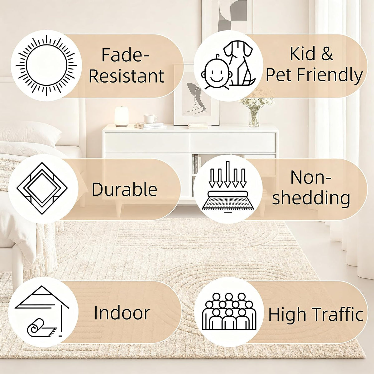 Brown Solid Area Rug 9x12 Large Washable Soft Rugs for Living Room