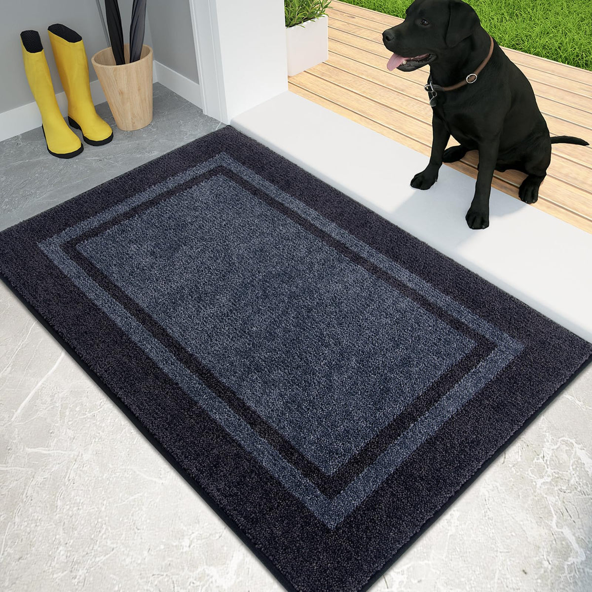 PURRUGS Dirt Trapping Indoor Door Mat, 32" x 48", Beige & Grayish Brown