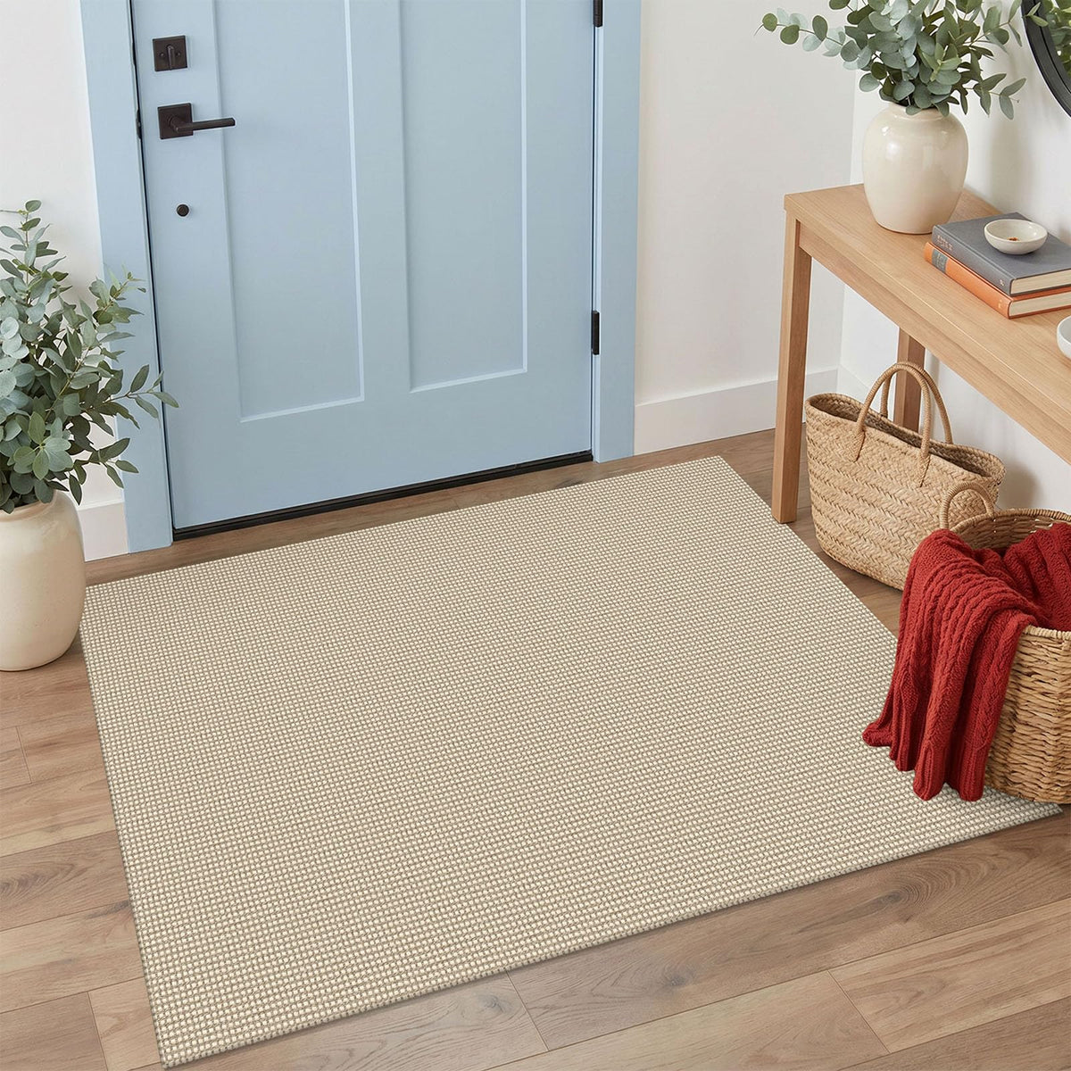 IOHOUZE Washable Area Rug 3x5 Non Slip Rubber Backed Woven Rugs for Entryway Rugs Indoor Outdoor Doormat Throw Rug Floor Carpet for Entrance Kitchen Front Door, Olive Green/Earthy Green