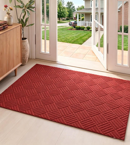jxgzyy Red Runner Rug 2'11" x 9'10" with Scraper Pile for Outdoor, Garage