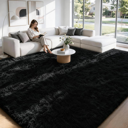 MXSANYOO 8x10 Area Rugs Fluffy Shag Rug for Living Room Bedroom Camel