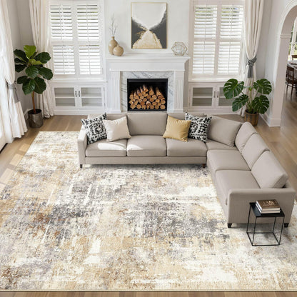 LOONGRUG 10x14 Area Rugs Washable Large Neutral Modern Living Room Rug