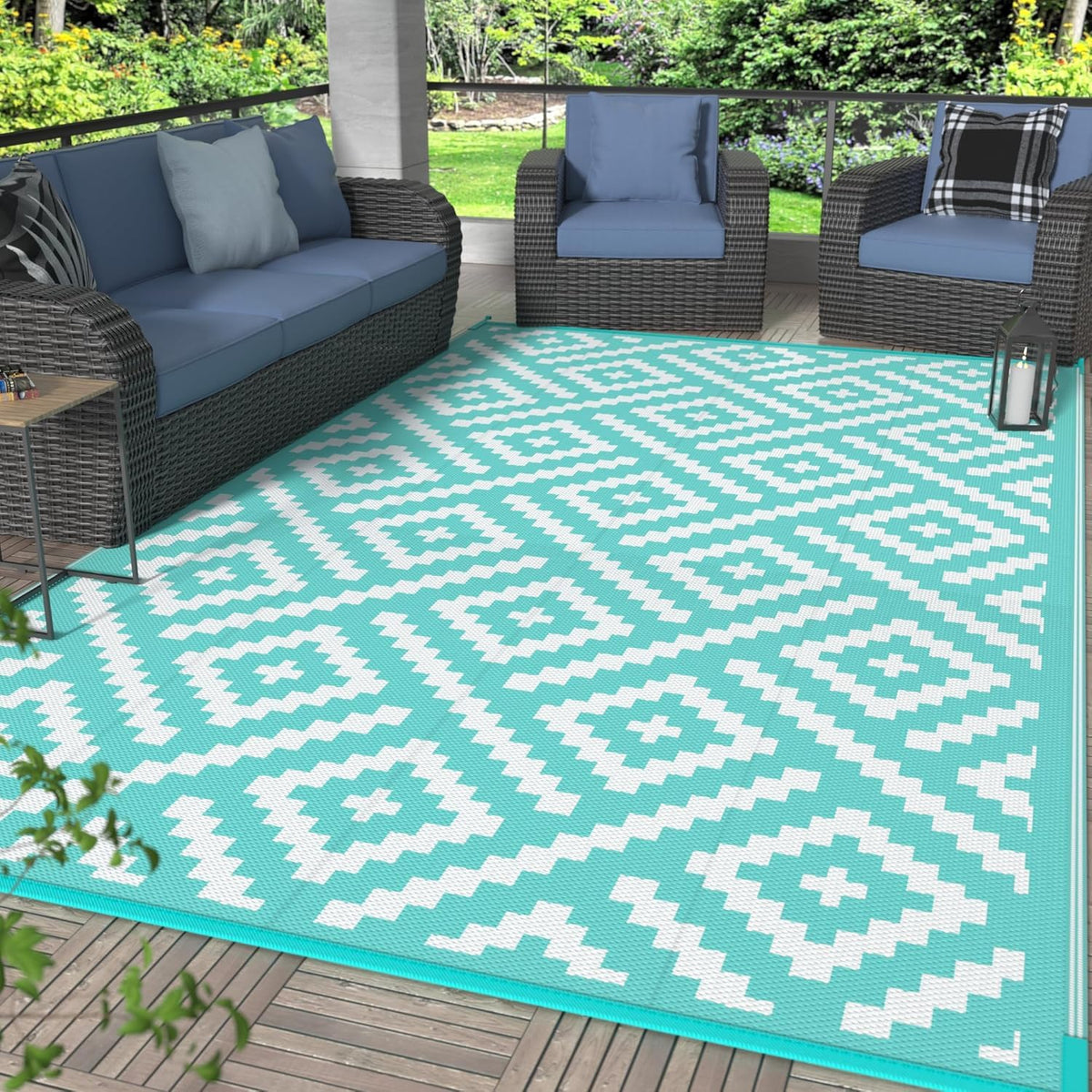 GENIMO Outdoor Rug, Waterproof Plastic Rugs for Patio, 5'x8' Cloud Grey