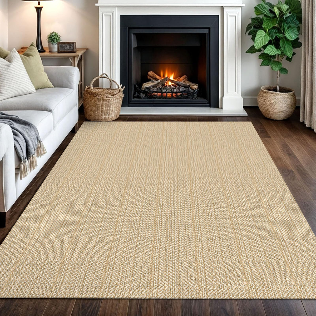 IOHOUZE Washable Area Rug 3x5 Non Slip Rubber Backed Woven Rugs for Entryway Rugs Indoor Outdoor Doormat Throw Rug Floor Carpet for Entrance Kitchen Front Door, Olive Green/Earthy Green