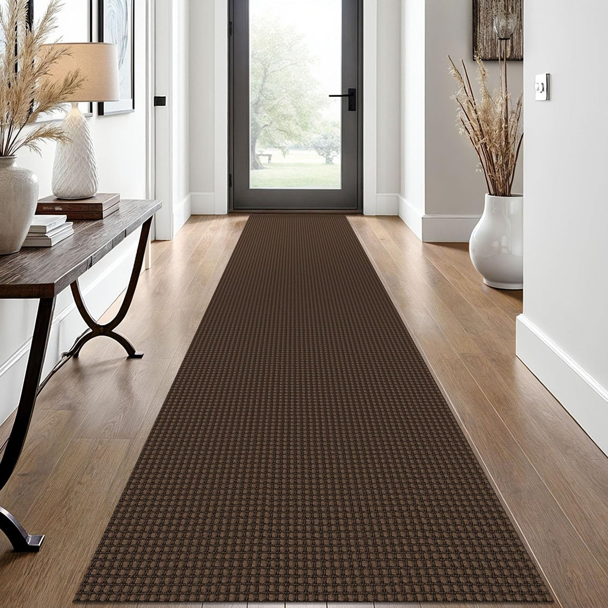 EARTHALL Woven Area Rug 3x5 Ft Washable Rugs for Entryway Braided Non Slip Rubber Backed Throw Rugs Door Mat Indoor Outdoor Entrance Cotton Carpet for Kitchen Foyer Front Door, Orange/Tan/Brown