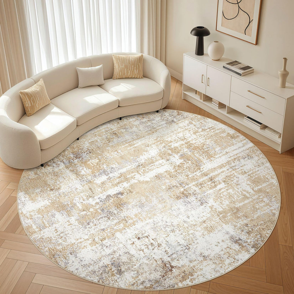 LOONGRUG 10x14 Area Rugs Washable Large Neutral Modern Living Room Rug