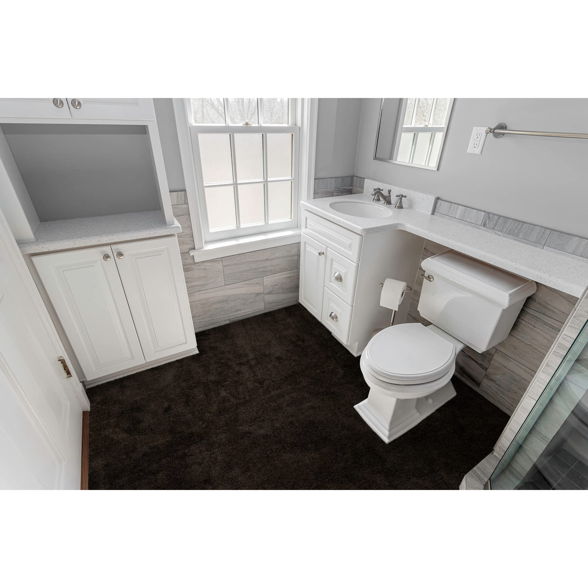 Garland Rug Room Size Bathroom Carpet 5 ft x 6 ft Platinum Gray – Soft, Plush, Absorbent, Quick-Dry, Durable Unbound Edges for Easy Cutting