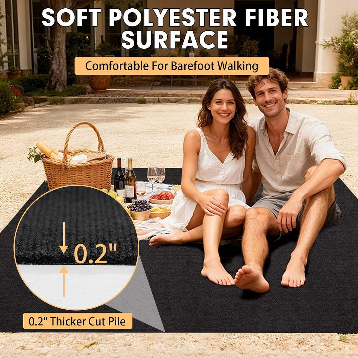 Grefinity Marine Carpet, 6 FT x 18 FT Black Indoor Outdoor Carpet