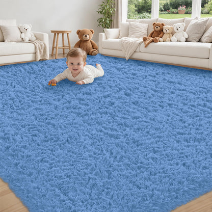 8x10 Area Rug for Living Room,Black Fluffy Shag Non-Slip Bedroom Rugs