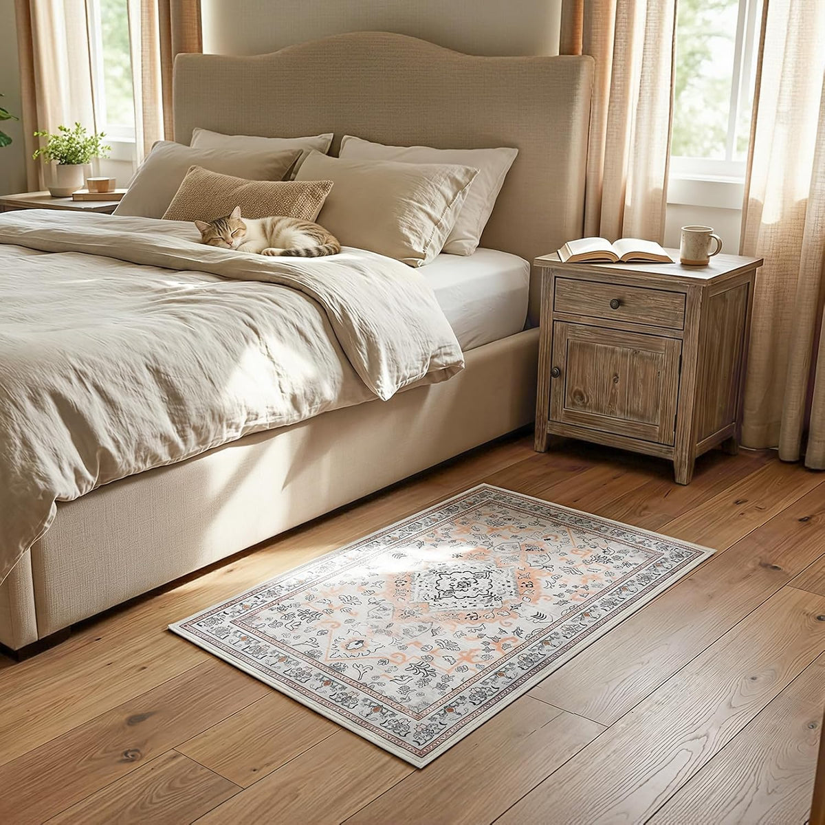 HOOBRO 2 x 3 Area Rugs Washable, Small Rugs for Entryway Kitchen Bathroom Mat Indoor Low Pile Soft Rug, Non-Slip Backing Stain Resistant Carpets, Pet Friendly Machine Washable, Vintage Beige EF01AR01