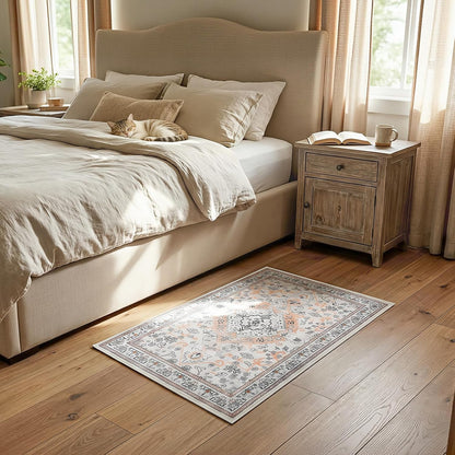 HOOBRO 2 x 3 Area Rugs Washable, Small Rugs for Entryway Kitchen Bathroom Mat Indoor Low Pile Soft Rug, Non-Slip Backing Stain Resistant Carpets, Pet Friendly Machine Washable, Vintage Beige EF01AR01