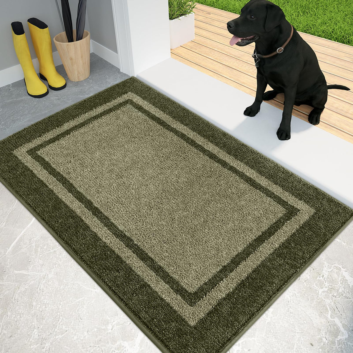 PURRUGS Dirt Trapping Indoor Door Mat, 32" x 48", Beige & Grayish Brown