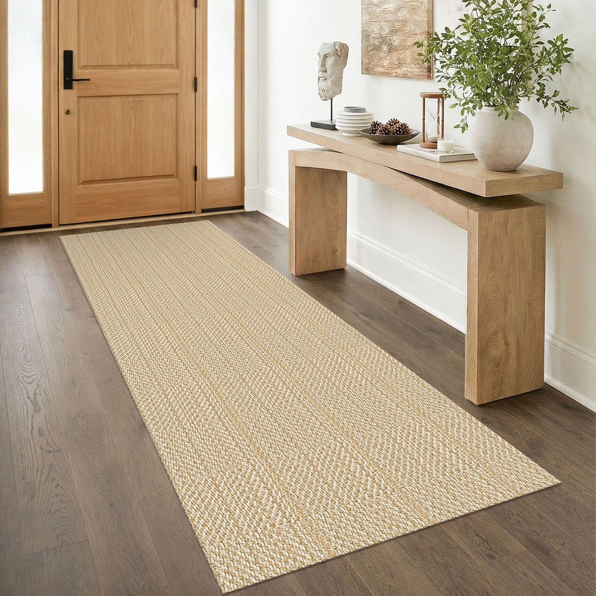 IOHOUZE Small Area Rug 2x3 Washable Woven Rugs for Entryway Non Slip Rubber Backed Front Door Rugs Indoor Doormat Throw Rug Floor Carpet for Entrance Kitchen, Cream/Beige