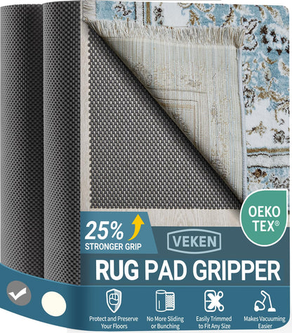 Veken 8x10 Ft Rug Pad Gripper for Hardwood Floors, Non Slip Dark Blue Rug Pads for Area Rugs, Thick Rug Grippers for Tile Floors, Under Carpet Anti Skid Mat, Keep Your Rugs Safe and in Place