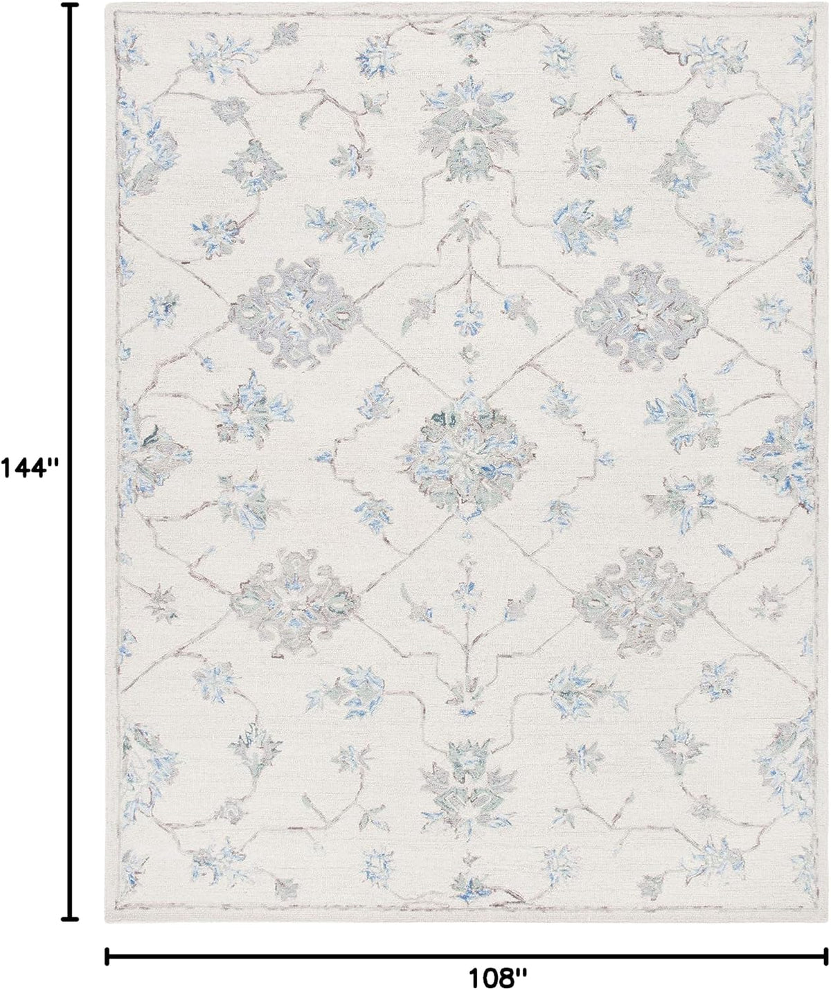 SAFAVIEH Micro-Loop Collection Area Rug - 9' x 12', Ivory & Grey, Handmade Wool, Ideal for High Traffic Areas in Living Room, Bedroom (MLP534F)