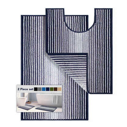 BSICPRO Bathroom Rugs Sets 2 Piece, Modern Bath Mat 20"x47"+20"x32", Blue