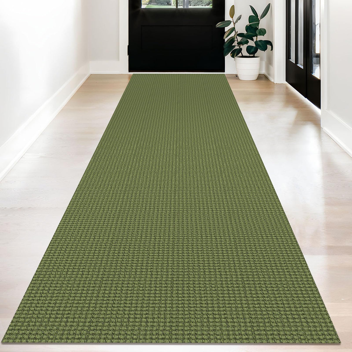 KOZYFLY Extra Long Runners for Hallways 3x20 ft Washable Kitchen Runner Non Slip Rubber Backed Hallway Rug Cotton Entryway Runner Rug Floor Carpet for Indoor Hall, Kitchen, Stair, Black/Dark Grey