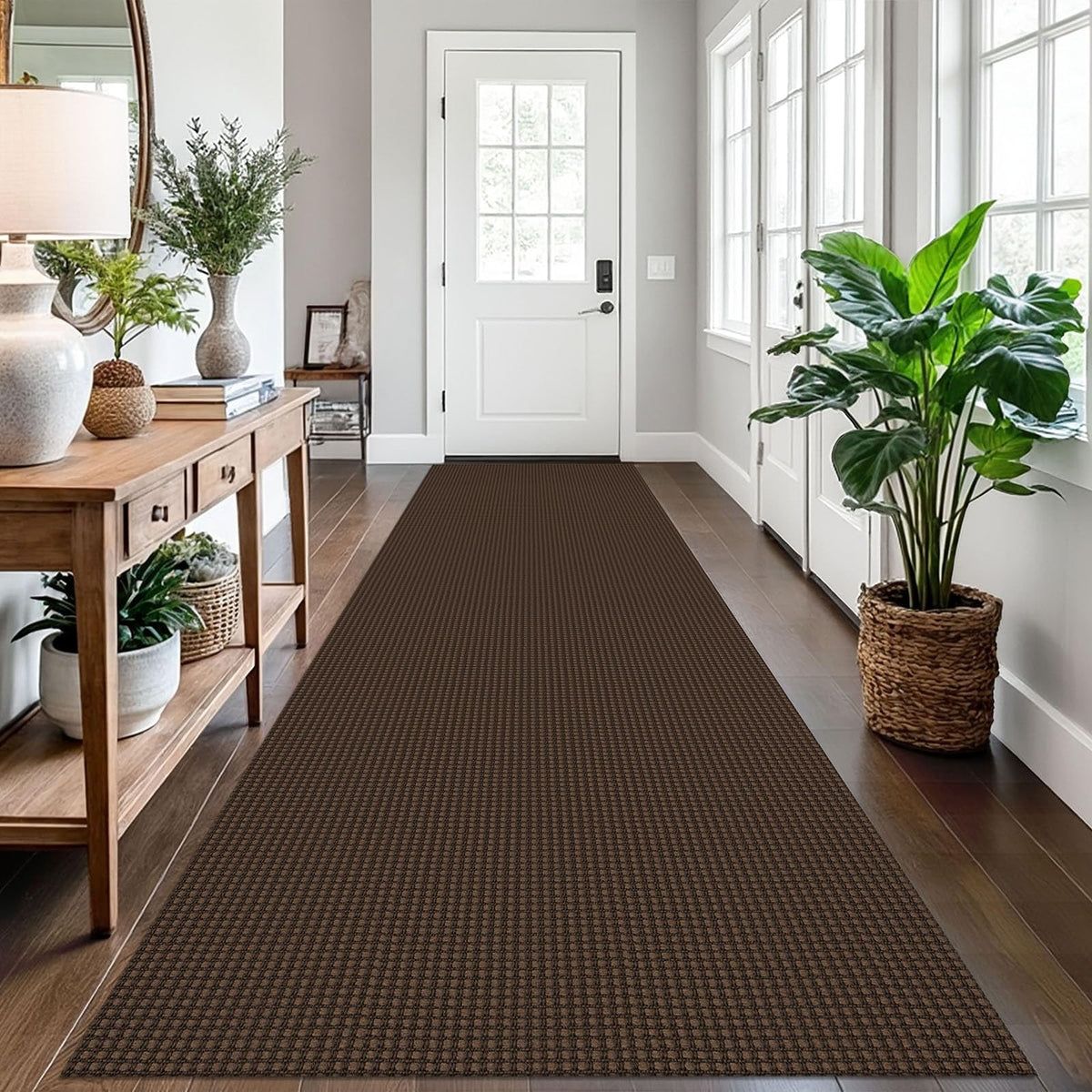 EARTHALL Woven Area Rug 3x5 Ft Washable Rugs for Entryway Braided Non Slip Rubber Backed Throw Rugs Door Mat Indoor Outdoor Entrance Cotton Carpet for Kitchen Foyer Front Door, Orange/Tan/Brown