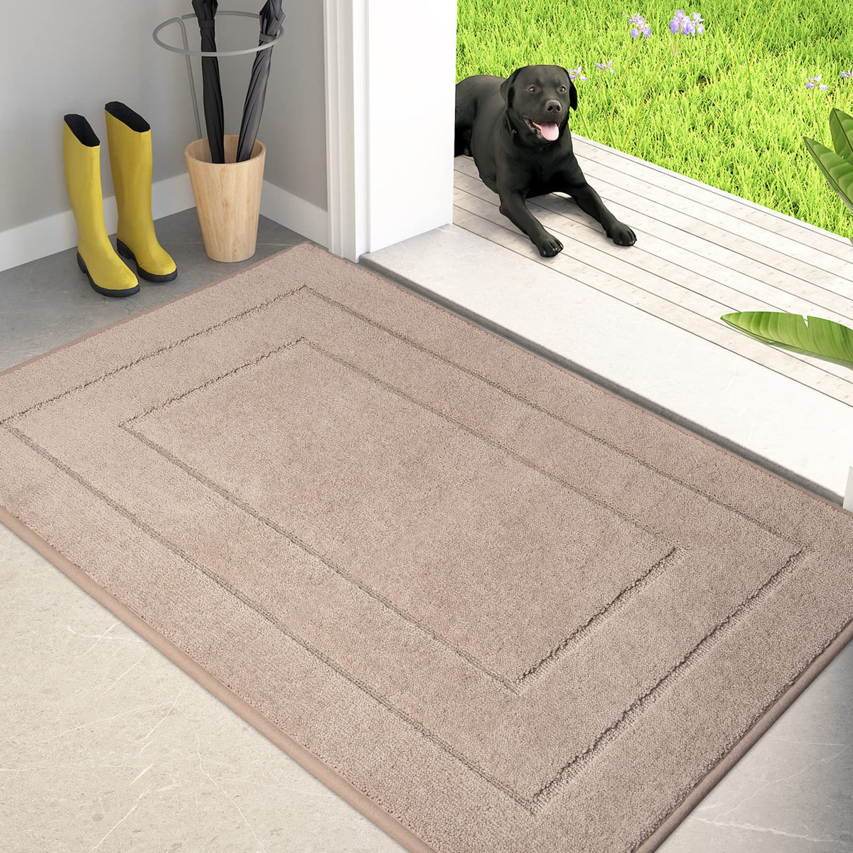 PURRUGS Dirt Trapping Door Mat Indoor Entrance, 20" x 31.5", Beige