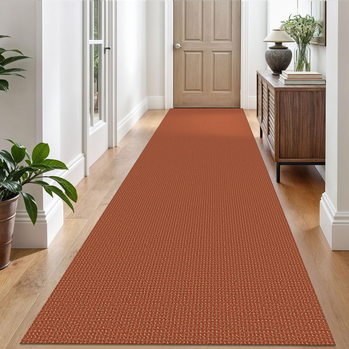 EARTHALL Woven Area Rug 3x5 Ft Washable Rugs for Entryway Braided Non Slip Rubber Backed Throw Rugs Door Mat Indoor Outdoor Entrance Cotton Carpet for Kitchen Foyer Front Door, Orange/Tan/Brown