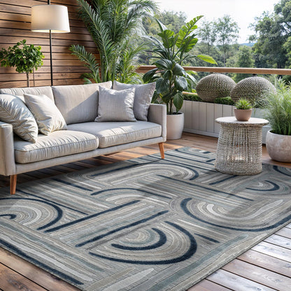 CAMILSON Indoor Outdoor Rug, Multi 5x7 Leaf Tropical Botanical Area Rugs for Indoor and Outdoor patios, Easy-Cleaning Non-Shedding Living Room, Garden and Kitchen Washable Outside Carpet (5 x 7)