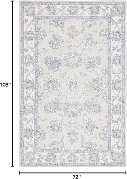 SAFAVIEH Micro-Loop Collection Area Rug - 6' x 9', Light Blue & Ivory, Handmade Wool, Ideal for High Traffic Areas in Living Room, Bedroom (MLP536L)