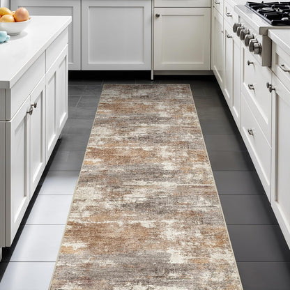 2'6"x8 Runner Rug Washable Moroccan: Non Slip Kitchen Long Floor Mat Gray