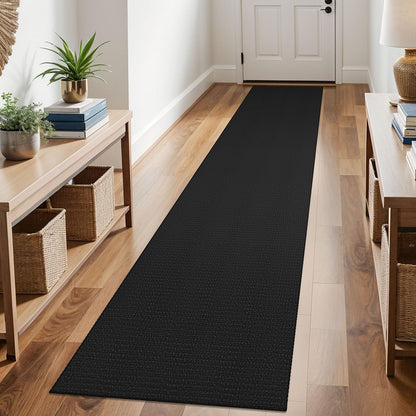 KOZYFLY Extra Long Runners for Hallways 3x20 ft Washable Kitchen Runner Non Slip Rubber Backed Hallway Rug Cotton Entryway Runner Rug Floor Carpet for Indoor Hall, Kitchen, Stair, Black/Dark Grey