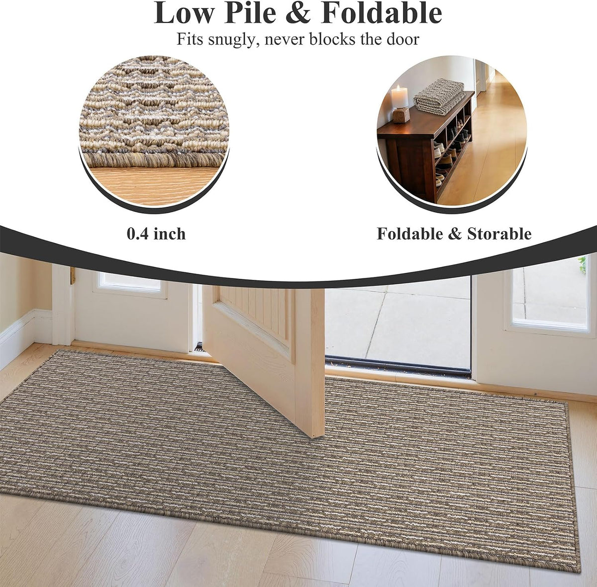 SHACOS Runner Rugs for Hallway 20"x59" Kitchen Runner Rug Floor Mat, Beige
