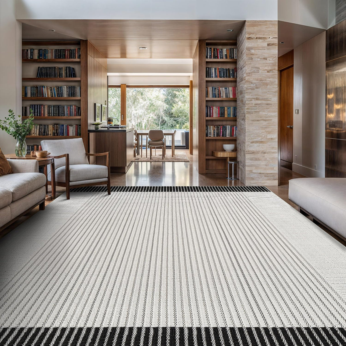 Luul Home Modern Micro Loop Indoor Area Rugs for Living Room Bedroom Kitchen Geometric Trellis White 8x10 Luxury Durable Low and High Pile Non-Shedding Stain Resistant Soft Area Carpet 8 x 10