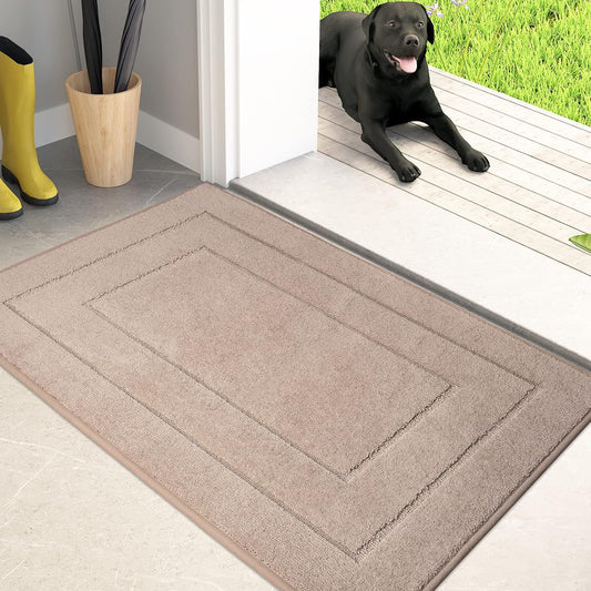 PURRUGS Dirt Trapping Door Mat Indoor Entrance, 20" x 31.5", Beige