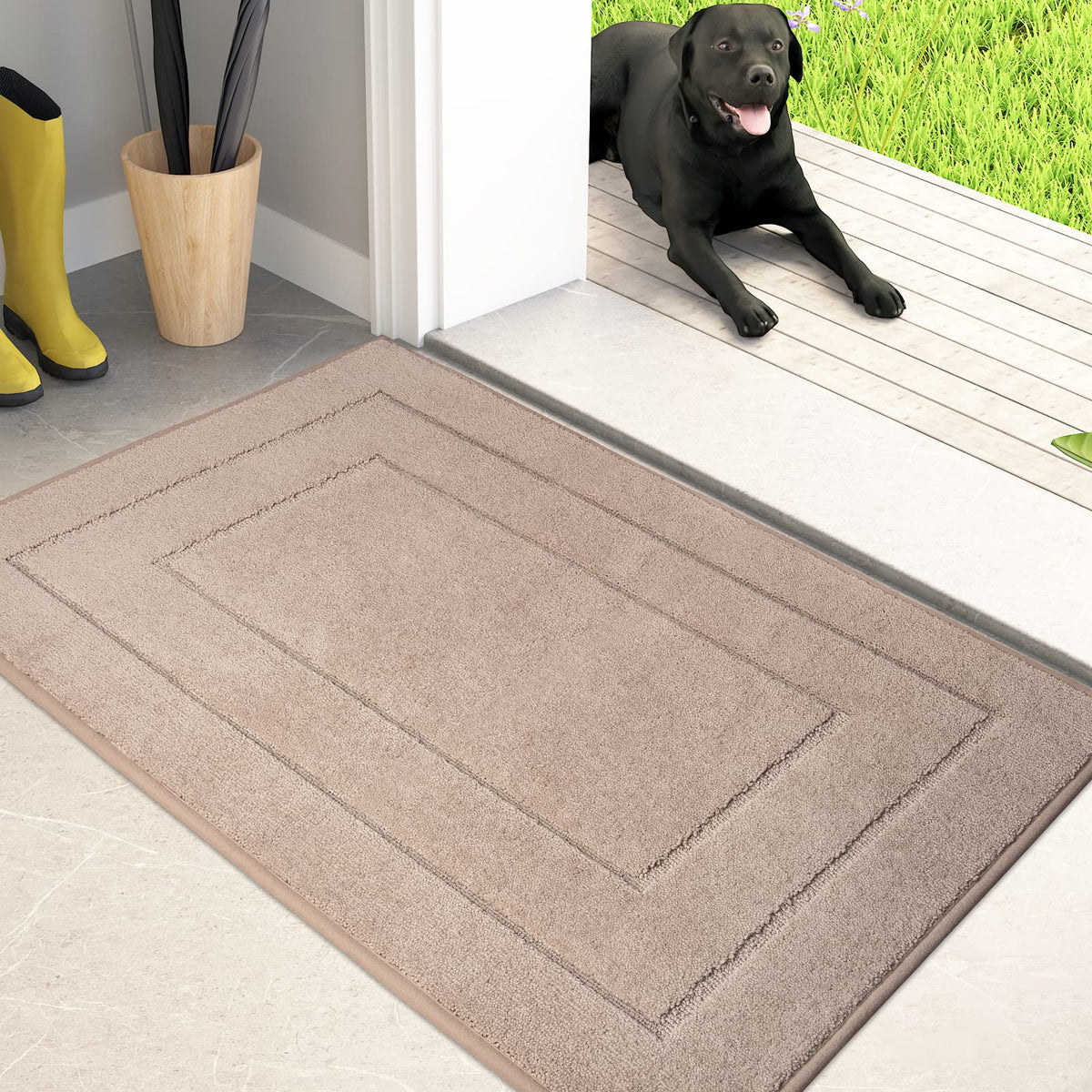 PURRUGS Dirt Trapping Door Mat Indoor Entrance, 20" x 31.5", Beige