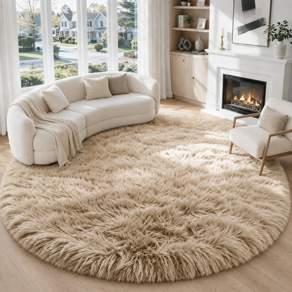 MXSANYOO 8x10 Area Rugs Fluffy Shag Rug for Living Room Bedroom Camel