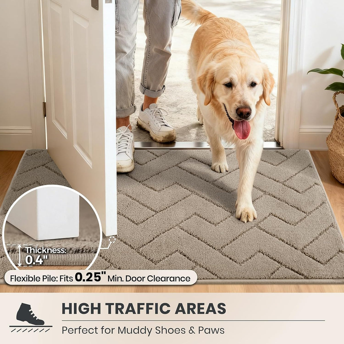 PURRUGS Dirt Trapping Door Mat Indoor Entrance, 32" x 47", Taupe