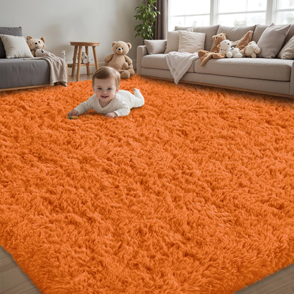 8x10 Area Rug for Living Room,Black Fluffy Shag Non-Slip Bedroom Rugs