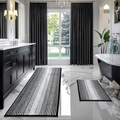 BSICPRO Bathroom Rugs Sets 2 Piece, Modern Bath Mat 20"x47"+20"x32", Blue
