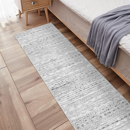 2'6"x8 Runner Rug Washable Moroccan: Non Slip Kitchen Long Floor Mat Gray