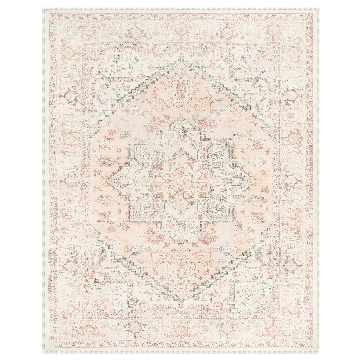 LIVEBOX Sage Washable Vintage Area Rug 3x5 Non-Slip